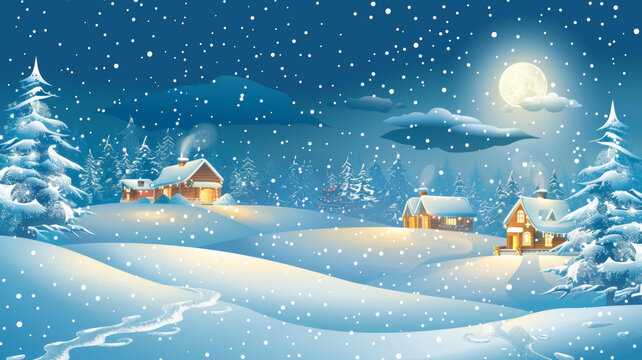 雪夜山村的AI圖片