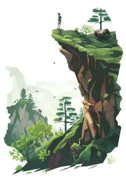 山頂懸崖風景與人物
