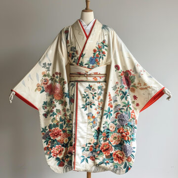 一件帶花卉圖案的和服