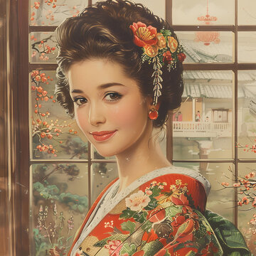 身穿和服的日本女性