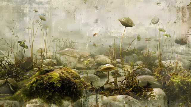水下奇幻景觀與蘑菇巖石