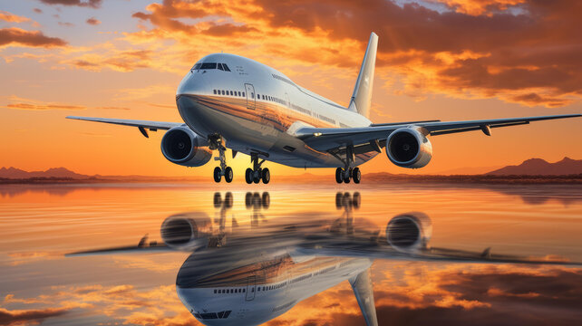 飛機掠過水面