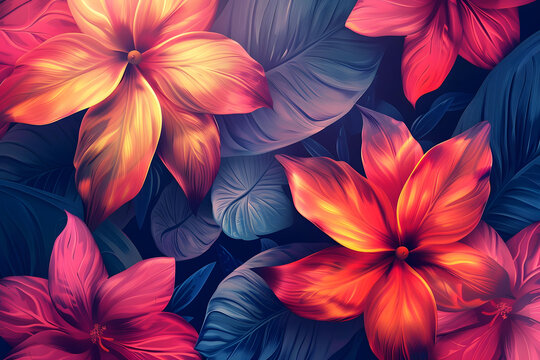 熱帶花卉的AI圖片