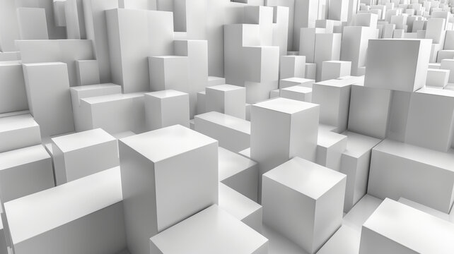 白色幾何體積木盒子的抽象背景插圖