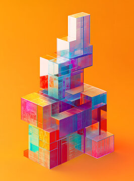 抽象幾何圖形3D渲染