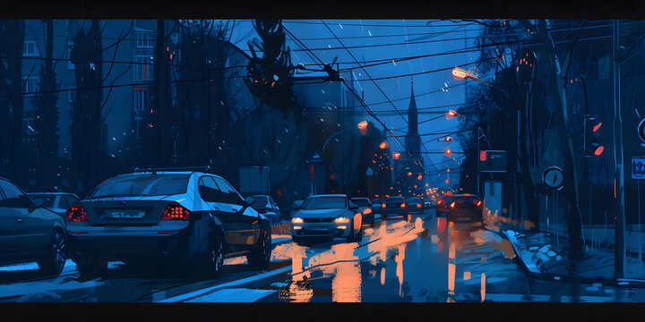 雨夜城市街道