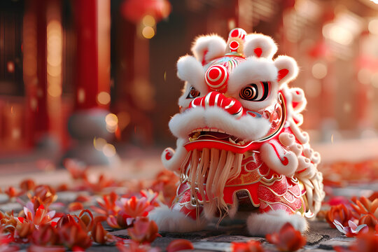 舞獅子的AI圖片