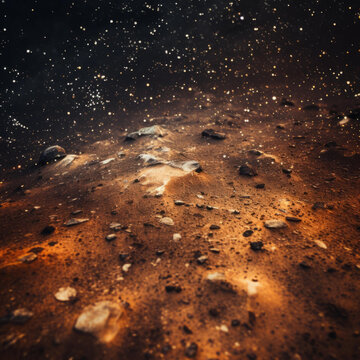 月球巖石景觀與星空