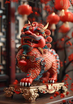 祥獅獻(xiàn)瑞的AI圖片