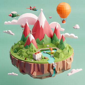 低多邊形山地景觀