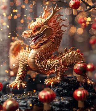 金龍戲珠的AI圖片