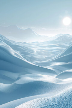 冰天雪地里的山脈風光陽光和陰影交織