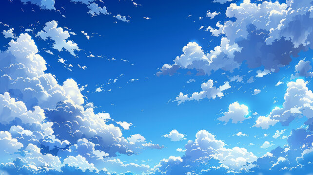 湛藍(lán)的天空中漂浮著朵朵白云