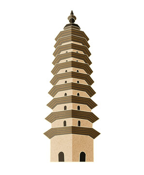 山西建筑普救寺插畫