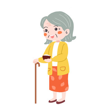 手繪卡通老人重陽節(jié)免摳元素