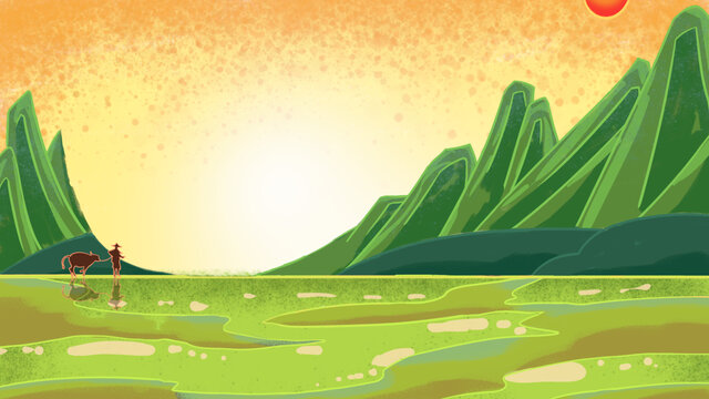 國潮山水背景