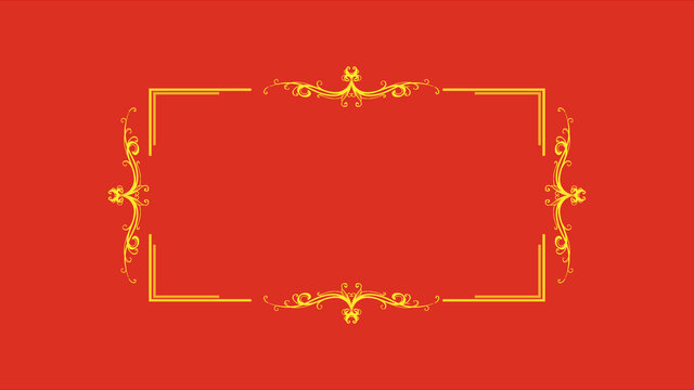 紅色古典國潮喜慶金邊框節(jié)日背景
