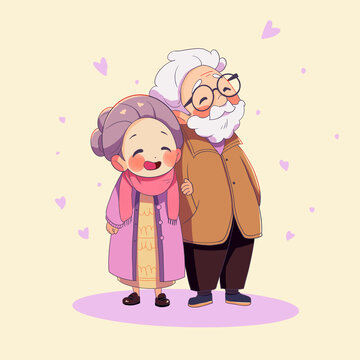 卡通老人插畫