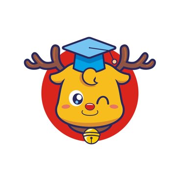 卡通可愛小鹿博士頭像矢量圖