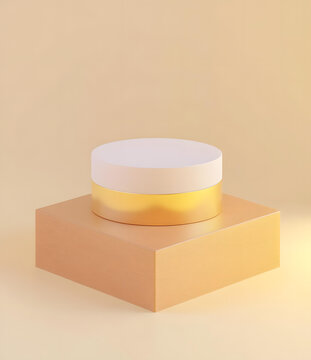 產(chǎn)品展示金色和白色極簡(jiǎn)圓形展示臺(tái)