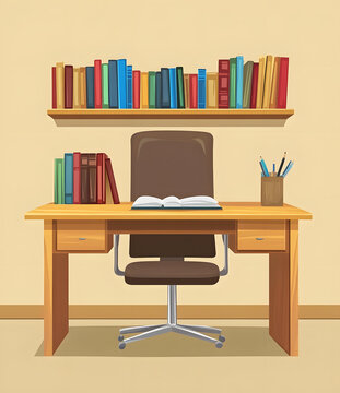 卡通風格的木制書桌
