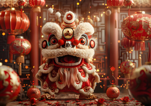 舞獅的AI圖片