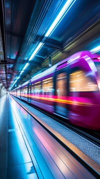 粉白地鐵列車進站