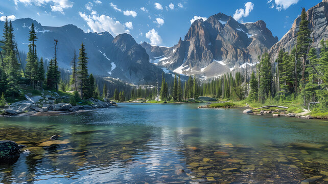 高山湖泊倒影