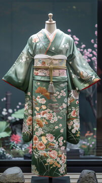 一件帶花卉圖案的和服