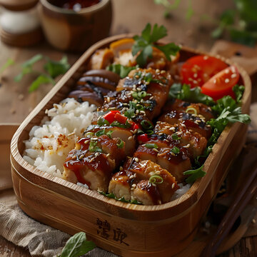 日式烤雞肉飯便當盒
