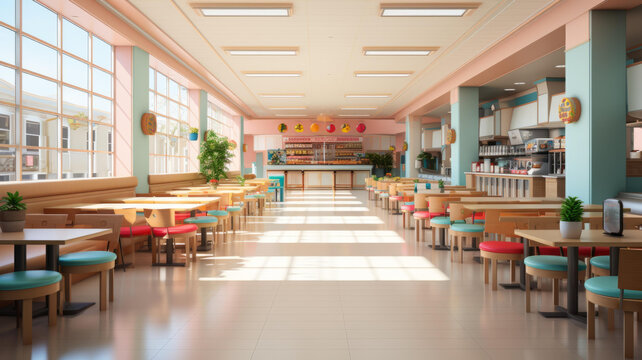 空空的復(fù)古自助餐廳