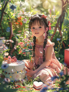花園里的小女孩
