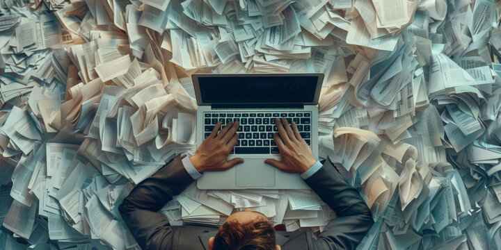 商人淹沒在文書工作中