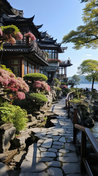 傍湖中式庭院