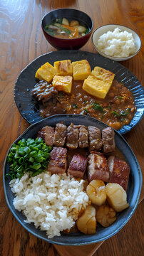日式美味牛肉扇貝米飯