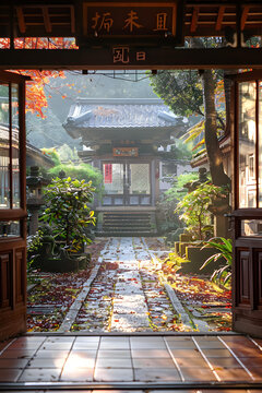 日本寺院的庭院