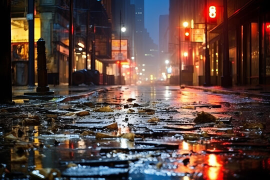 雨夜城市街景