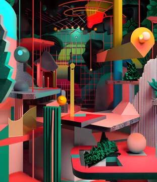 抽象幾何圖形3D