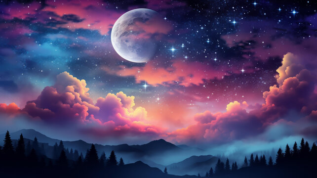 奇幻月夜森林