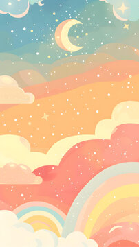 夢(mèng)幻星空彩虹背景