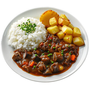 [免摳素材]土豆燉牛肉配米飯