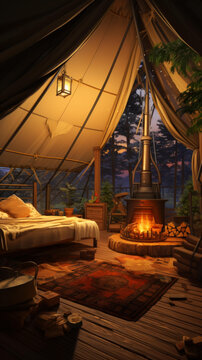 森林里的舒適帳篷小屋