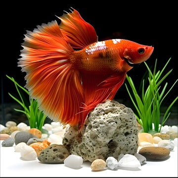 美麗的橙色斗魚