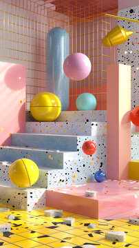 抽象幾何圖形的3D
