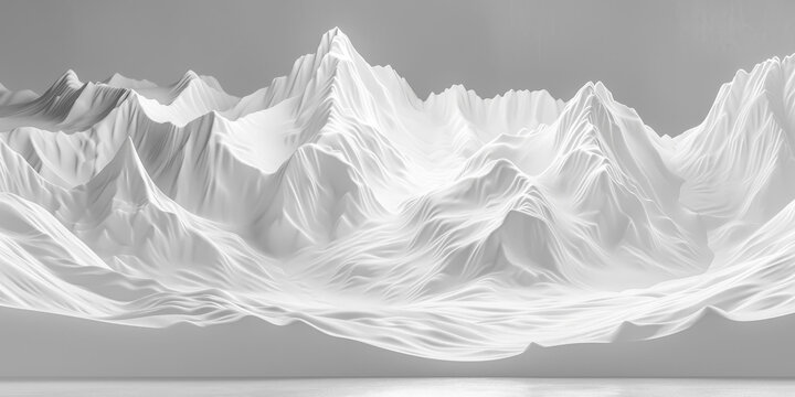 灰色山脈和白雪皚皚的山峰 3D 極簡主義風(fēng)景
