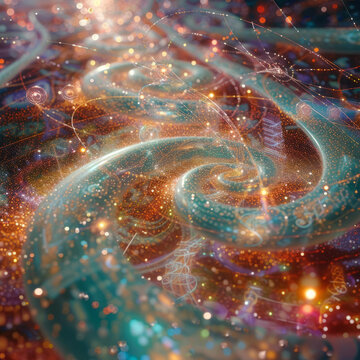五彩繽紛的光之螺旋和星星
