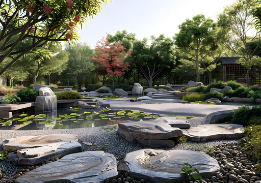 枯山水現(xiàn)代風(fēng)格園林景觀設(shè)計(jì)效果圖
