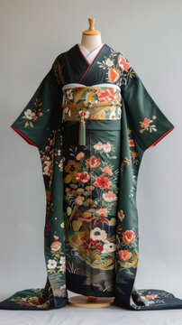 一件帶花卉圖案的和服