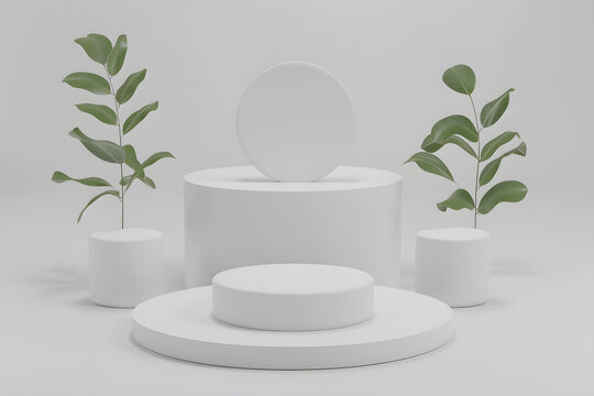 極簡產(chǎn)品展示臺(tái)綠色植物背景