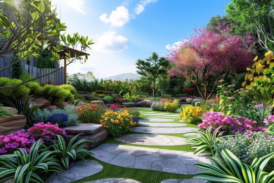 郁郁蔥蔥的花園小徑